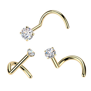 TM009-03 Luxusní piercing do nosu Moissanit 0.11ct (3mm), TITAN