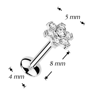 TM010 Piercing do brady kytička - PUSH IN labreta TITAN s Moissanity 0.015ct