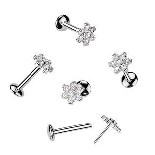 TM010 Piercing do brady kytička - PUSH IN labreta TITAN s Moissanity 0.015ct