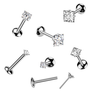 TM012 Piercing do brady - PUSH IN labreta TITAN Moissanit 0.06ct