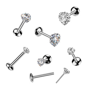 TM017 Piercing do brady - PUSH IN labreta TITAN Moissanit 0.5ct