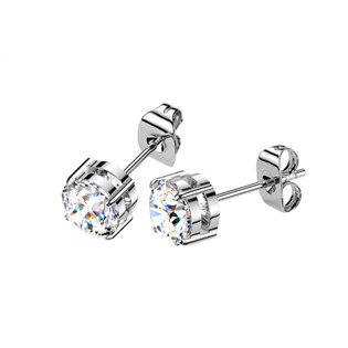 TM027 Titanové náušnice s moissanity 6,5mm (2x1ct)