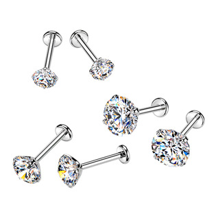 TM031-03 Titanové náušnice PUSH-IN s moissanity 3mm (2 x 0.11ct)