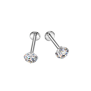 TM031-03 Titanové náušnice PUSH-IN s moissanity 3mm (2 x 0.11ct)