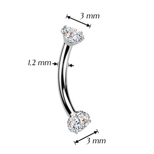 TM039 Luxusní piercing do obočí s Moissanity 2 x 0.11 ct, TITAN
