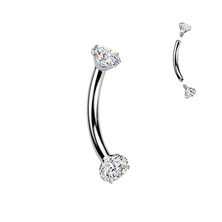 TM039 Luxusní piercing do obočí s Moissanity 2 x 0.11 ct, TITAN