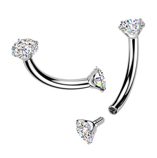 TM039 Luxusní piercing do obočí s Moissanity 2 x 0.11 ct, TITAN