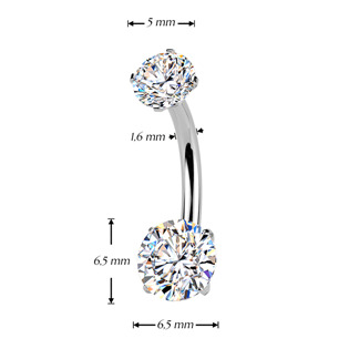 TM040 Luxusní piercing do pupíku s Moissanity 1.50ct, TITAN