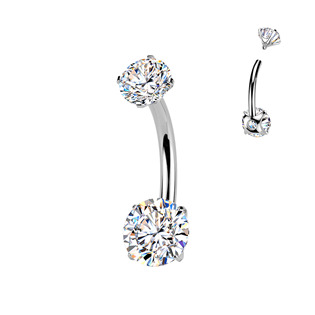 TM040 Luxusní piercing do pupíku s Moissanity 1.50ct, TITAN