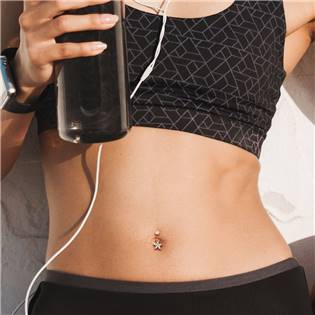 WP0042-C Piercing do pupíku kytička, čiré zirkony