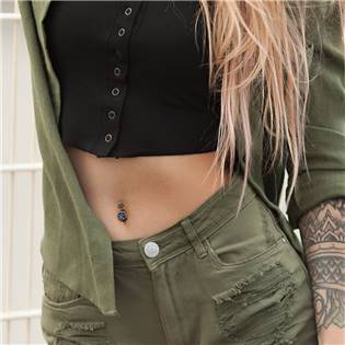 WP0043-WH Piercing do pupíku Antique Rose, bílý opál