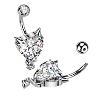 WP0058-C Piercing do pupíku - srdce s čertovskými rohy