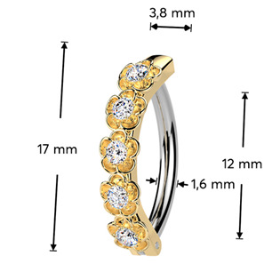 WP0104-GD Zlacený piercing do pupíku s kytičkami