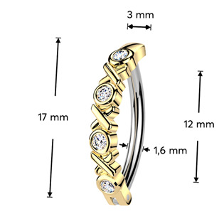 WP0105-GD Zlacený piercing do pupíku se štítem