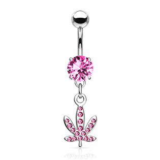 WP01130-P Piercing do pupíku - list marihuany