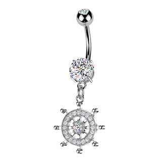 WP0141-C Visací piercing do pupíku kormidlo