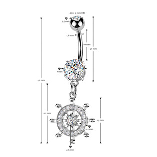 WP0141-C Visací piercing do pupíku kormidlo