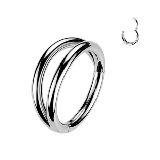 SG147-1208 Dvojitý ocelový segment kruh - helix / cartilage / tragus piercing