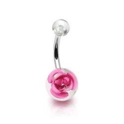 BA01045-Q Piercing do pupíku - banánek s růží