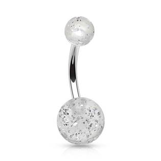 BA01077-C Piercing do pupíku - banánek se třpytkami