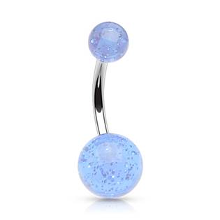 BA01077-R Piercing do pupíku - banánek se třpytkami