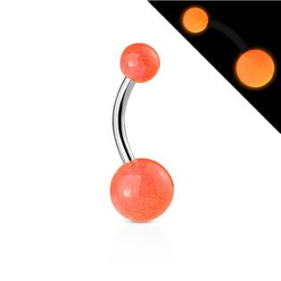 BA01082-G Svítící piercing do pupíku - banánek