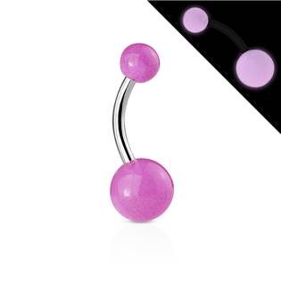 BA01082-W Svítící piercing do pupíku - banánek