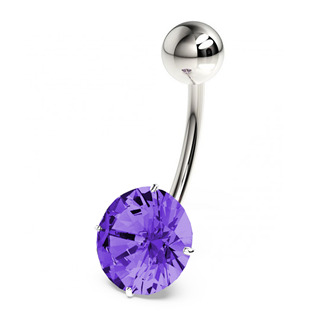 BP01017-A Stříbrný piercing do pupíku, zirkon 10 mm