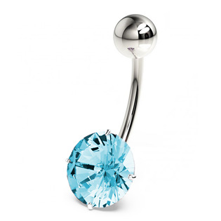 BP01017-A Stříbrný piercing do pupíku, zirkon 10 mm