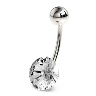 BP01017-Q Stříbrný piercing do pupíku, zirkon 10 mm