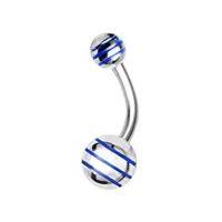 BS01037-R Piercing do pupíku - banánek s pruhy