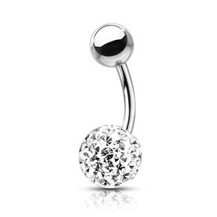 BS1003C-08 Piercing do pupíku s kamínky Crystals From Swarovski® kulička 8mm