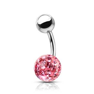 BS1003P-10 Piercing do pupíku s kamínky Crystals From Swarovski® kulička 8mm