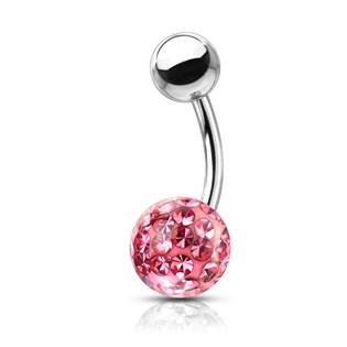 BS1003P-12 Piercing do pupíku s kamínky Crystals From Swarovski® kulička 8mm