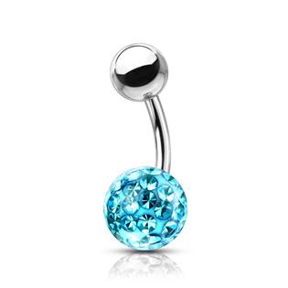 BS1003Q-10 Piercing do pupíku s kamínky Crystals From Swarovski® kulička 8mm