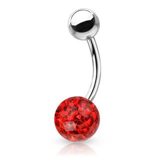 BS1003R-10 Piercing do pupíku s kamínky Crystals From Swarovski® kulička 8mm