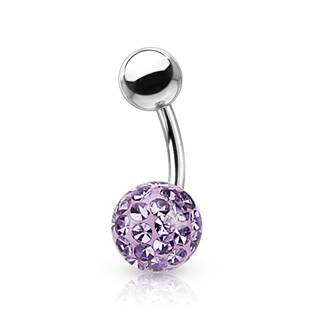 BS1003VI-10 Piercing do pupíku s kamínky Crystals From Swarovski® kulička 8mm