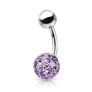 BS1003VI-12 Piercing do pupíku s kamínky Crystals From Swarovski® kulička 8mm