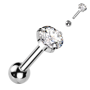 CP1012-4-C Cartilage piercing do ucha, čirý zirkon 4 mm