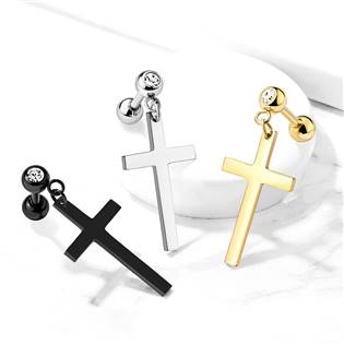 CP1069-ST Cartilage piercing do ucha s řetízkem, křížek