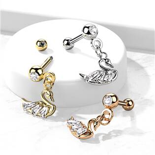 CP1084-RD Cartilage piercing do ucha - labuť