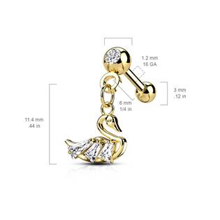 CP1084-RD Cartilage piercing do ucha - labuť