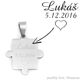 DR1189-P Ocelový přívěšek - destička puzzle pravé