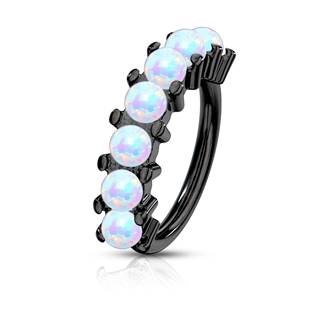 K01049-K Zlacený piercing kruh s opály, 1,0 x 10 mm