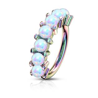 K01049-K Zlacený piercing kruh s opály, 1,0 x 10 mm