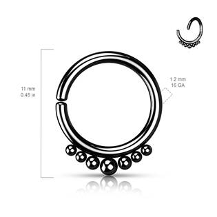 K01060-K Černý piercing kruh 1,2 x 8 mm