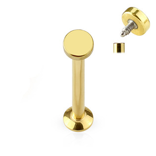 LB1029GD-12063 Zlatý piercing do brady - labreta 1,2 x 6 mm, kolečko 3 mm