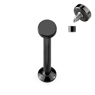 LB1029K-12063 Černý piercing do brady - labreta 1,2 x 6 mm, kolečko 3 mm