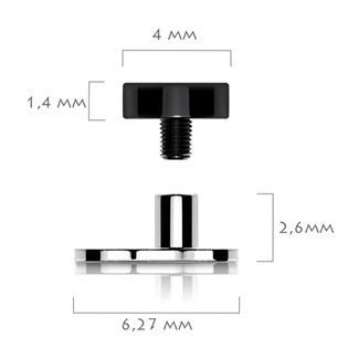 MD027-K Kompletní microdermal piercing 1,2 mm - placka černá