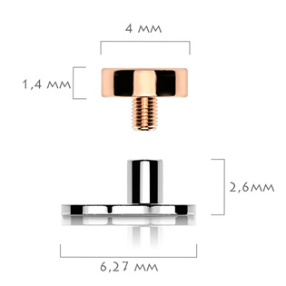 MD027-RD Kompletní microdermal piercing 1,2 mm - placka zlacená